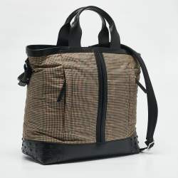Tod's Multicolor Checkered Nylon and Leather Gommino Tote
