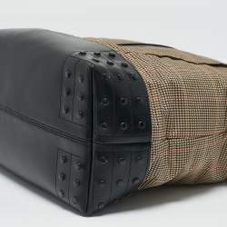 Tod's Multicolor Checkered Nylon and Leather Gommino Tote