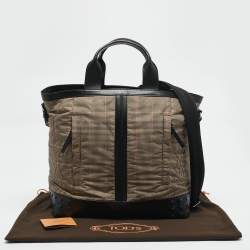 Tod's Multicolor Checkered Nylon and Leather Gommino Tote