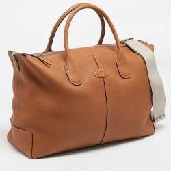 Pre Owned Tod's Brown Leather Large Di Duffle Bag 