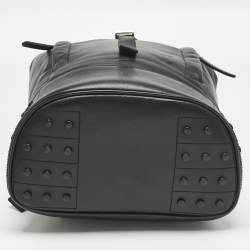 Pre Owned Tod's Black Leather Drawstring Flap Backpack