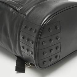 Pre Owned Tod's Black Leather Drawstring Flap Backpack