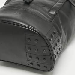 Pre Owned Tod's Black Leather Drawstring Flap Backpack