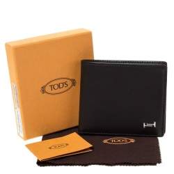 Tod's Dark Brown Leather Double T Bifold Wallet