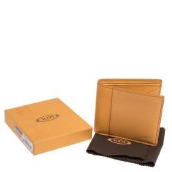 Tod's Orange Leather Bifold Wallet