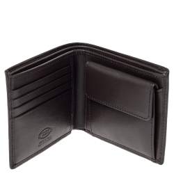 Tod's Dark Brown Leather Double T Bifold Wallet