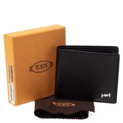 Tod's Dark Brown Leather Double T Bifold Wallet