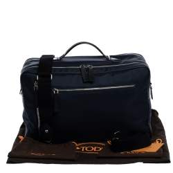 Tod's Navy Blue Nylon Zip Convertible Briefcase/Backpack
