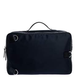 Tod's Navy Blue Nylon Zip Convertible Briefcase/Backpack