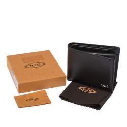 Tod's Dark Brown Leather Double T Bifold Wallet