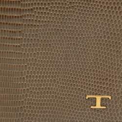 Tod's Khaki Green Lizard Embossed Leather Money Clip