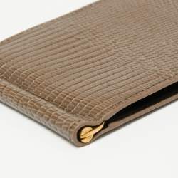 Tod's Khaki Green Lizard Embossed Leather Money Clip
