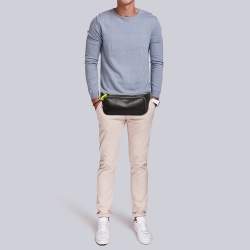 Tod's Dark Brown/Neon Green Leather Zip Waist Belt Bag