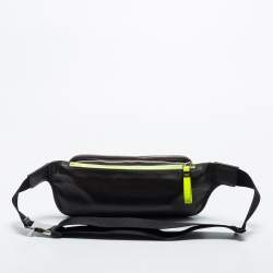 Tod's Dark Brown/Neon Green Leather Zip Waist Belt Bag