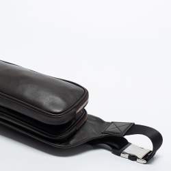 Tod's Dark Brown/Neon Green Leather Zip Waist Belt Bag
