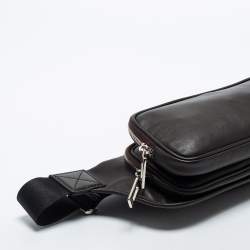 Tod's Dark Brown/Neon Green Leather Zip Waist Belt Bag