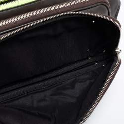 Tod's Dark Brown/Neon Green Leather Zip Waist Belt Bag