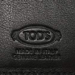 Tod's Black Croc Embossed and Leather Bifold Wallet 