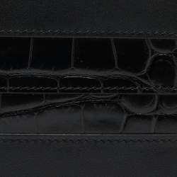 Tod's Black Croc Embossed and Leather Bifold Wallet 