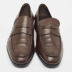 مملوكة مسبقًا Tod's Brown Leather Penny Loafers Size 45.5