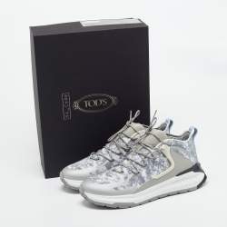 Pre Owned Tod's Grey Camouflage Print Fabric No Code J Sneakers Size 41.5