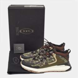 Tod's Green Camouflage Print Fabric No Code J Sneakers Size 47
