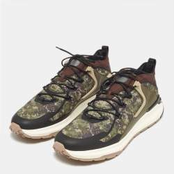 Tod's Green Camouflage Print Fabric No Code J Sneakers Size 47