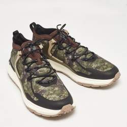 Tod's Green Camouflage Print Fabric No Code J Sneakers Size 47