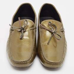 Pre Owned Tod's Green Patent Leather Driver Loafers Size 44.5