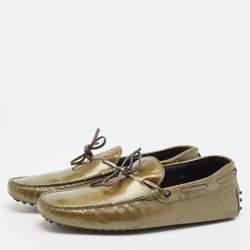 Pre Owned Tod's Green Patent Leather Driver Loafers Size 44.5