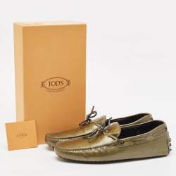 Pre Owned Tod's Green Patent Leather Driver Loafers Size 44.5