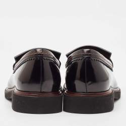 Pre Owned Tod's Black Leather Fringe Driver Loafers Size 44.5