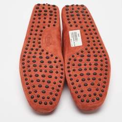 Pre Owned Tod's Orange Suede Driver Slip On Loafers Size 43.5