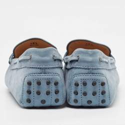 Pre Owned Tod's Blue Nubuck Leather Gommino Slip On Loafers Size 45