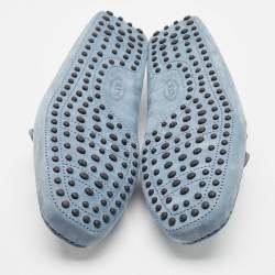 Pre Owned Tod's Blue Nubuck Leather Gommino Slip On Loafers Size 45