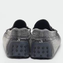 Tod's Dark Grey Denim Slip Penny Loafers Size 41