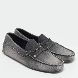 Tod's Dark Grey Denim Slip Penny Loafers Size 41