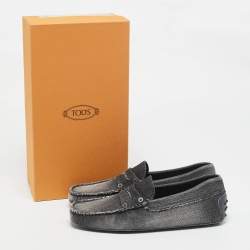 Tod's Dark Grey Denim Slip Penny Loafers Size 41