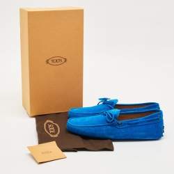 Tod's Blue Suede Gommino Driver Loafers Size 43