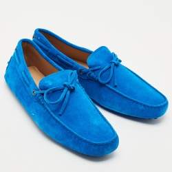 Tod's Blue Suede Gommino Driver Loafers Size 43