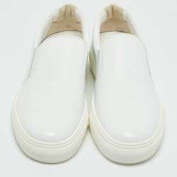 Pre Owned Tod's White Leather Slip On Sneakers Size 41.5