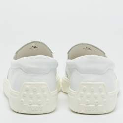 Pre Owned Tod's White Leather Slip On Sneakers Size 41.5
