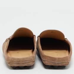 Pre Owned Tod's Brown Suede Gommini Mules Size 40.5