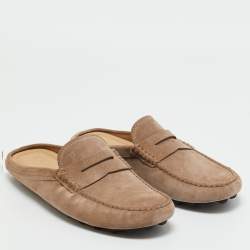 Pre Owned Tod's Brown Suede Gommini Mules Size 40.5