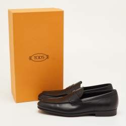 مملوكة مسبقًا حذاء لوفرز تودز سليپ أون جلد أسود مقاس 41