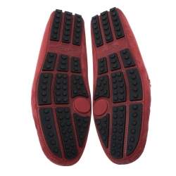 Pre Owned Tod's for Ferrari Red Suede Loafers Size 44.5