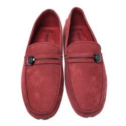 Pre Owned Tod's for Ferrari Red Suede Loafers Size 44.5