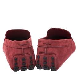 Pre Owned Tod's for Ferrari Red Suede Loafers Size 44.5
