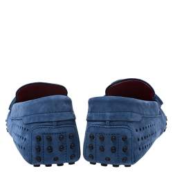Pre Owned Tod's for Ferrari Blue Suede Bow Loafers Size 44.5