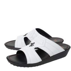 Pre Owned صندل سلايد تودز فور فيراري إصدار محدود بنعل سميك جلد أبيض مقاس 39.5